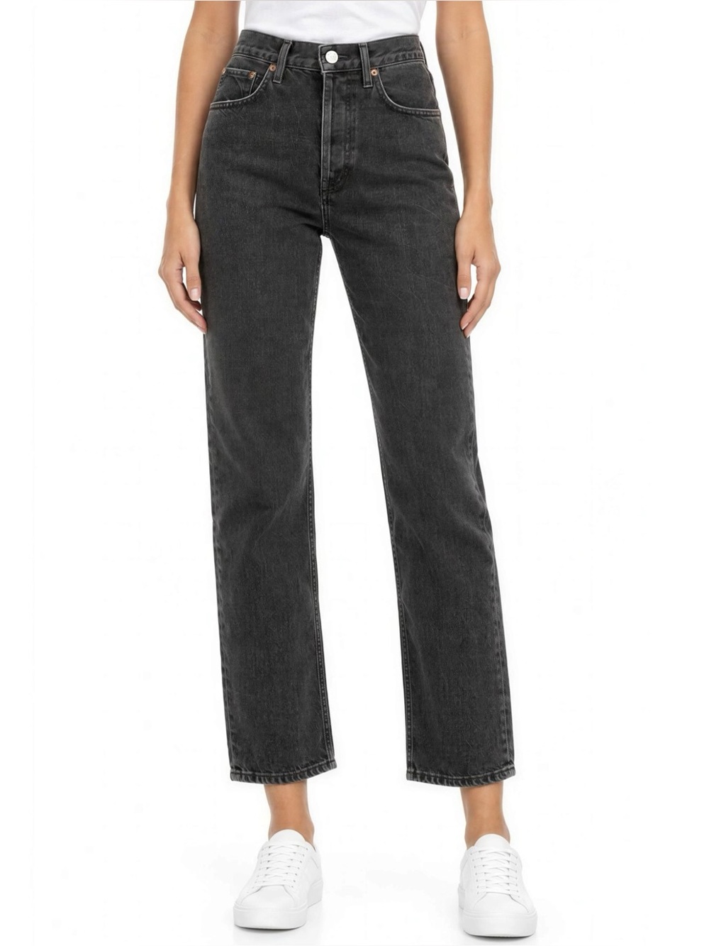 AGOLDE High Rise Stovepipe Jeans, Metal, 24”